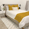 Bed Runner Set - 100% Pure Cotton 800 Thread Count - Luxury 1 Pinch Pleated Bed Runner and 2 Pillow Cover - 3 Piece Pinch Pleated Bed Runner Set Queen, Gold