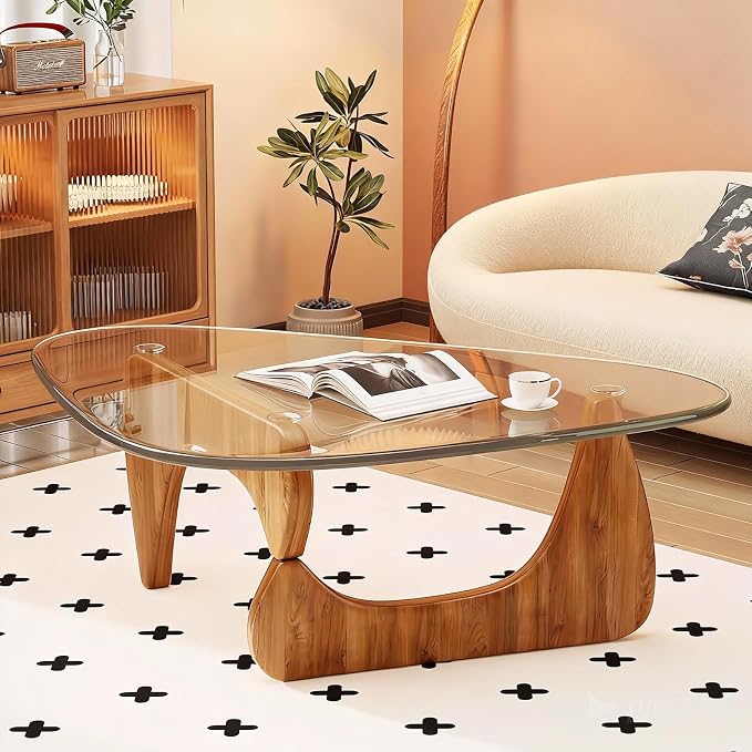Living Room Coffee Table, 35.8" Mid Century Modern Triangle Coffee Table