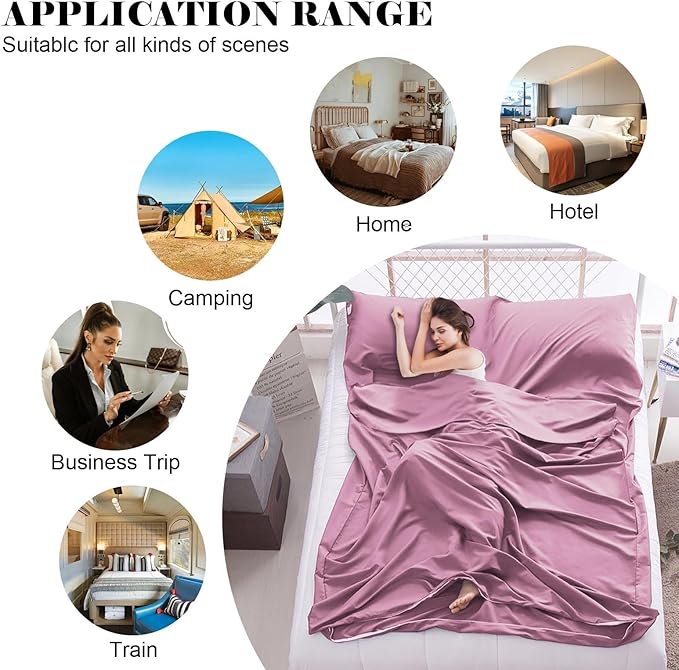 Sleeping Bag Liner,Travel Sheet & Adult Sleep Sack, Camping Sheets Travel Sleep Sack for Backpacking,Hotels & Hostels -Lightweight Single &Double Travel Sheet Camping Sheets