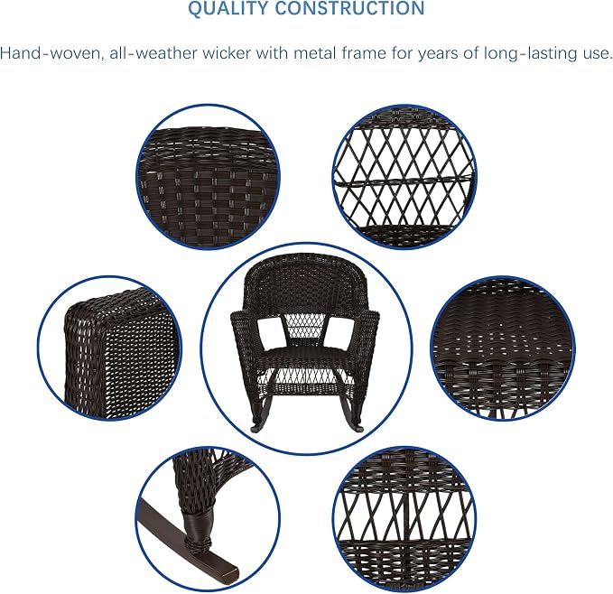 Jeco 3 Piece Rocker Wicker Chair Set