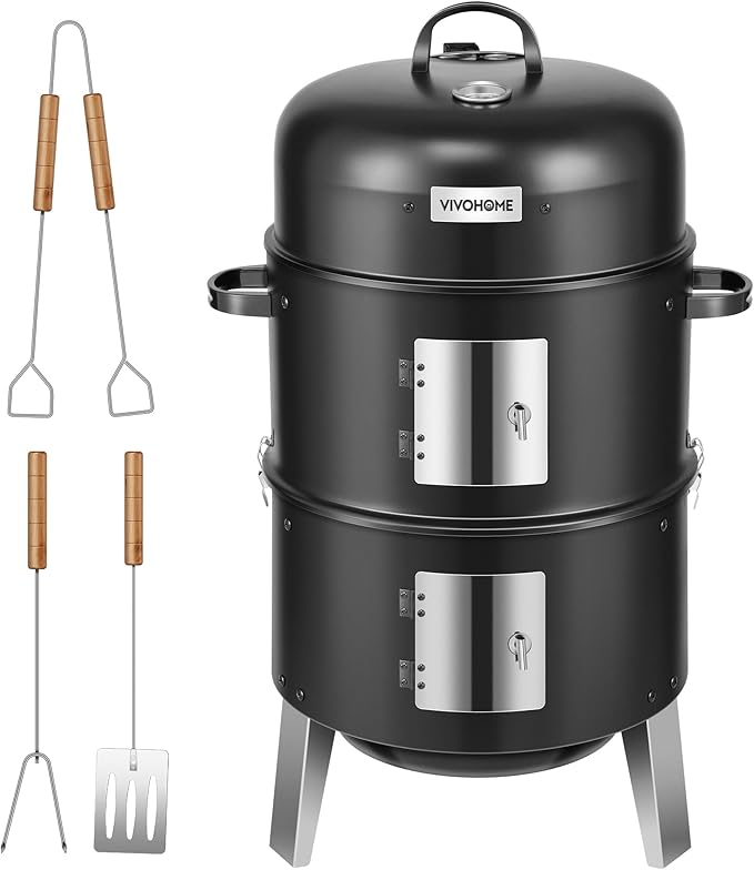VIVOHOME 3-in-1 Vertical Charcoal Smoker