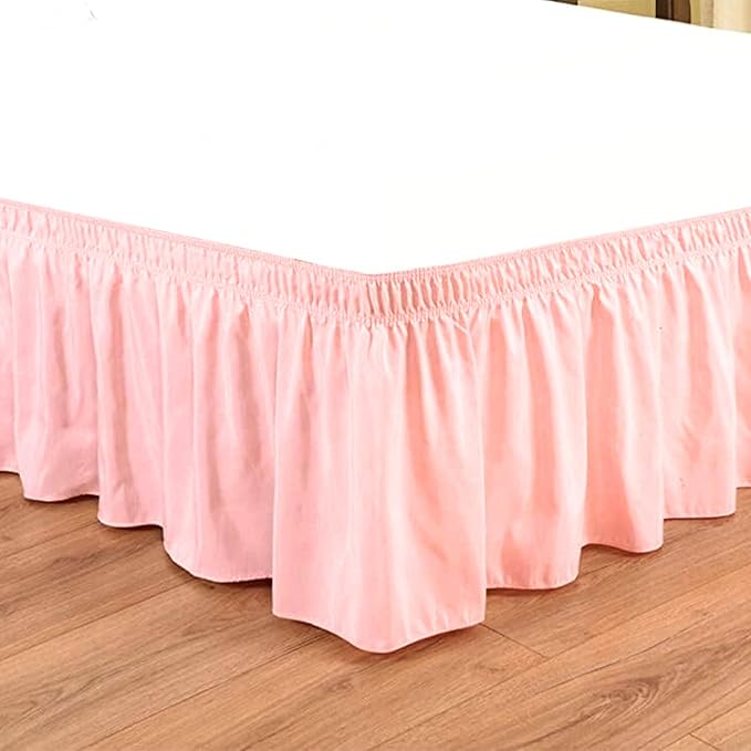 Peach Wrap Around Bed Skirts with 16" Drop - Three Sides Fabric Adjustable Elastic Dust Ruffle Silky Soft -600 TC Stretchy Bed Skirt-King XL(78"X 84") Peach