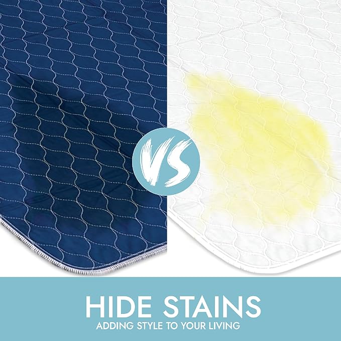 Premium Quality Bed Pad, Quilted, Waterproof, and Washable, 34" x 52" The Best Underpad Sheet Protector for Children or Adults with Incontinence (Dark Navy 34”x52” (300 Washes)