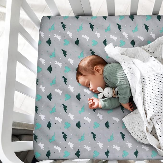 SPRINGSPIRIT Pack and Play Sheets, Pack n Play Sheets Ultra Soft, Mini Crib Sheets 2 Pack, Pack n Play Mattresses Sheets Compatible with Graco Pack n Play, Soft and Breathable, Grey