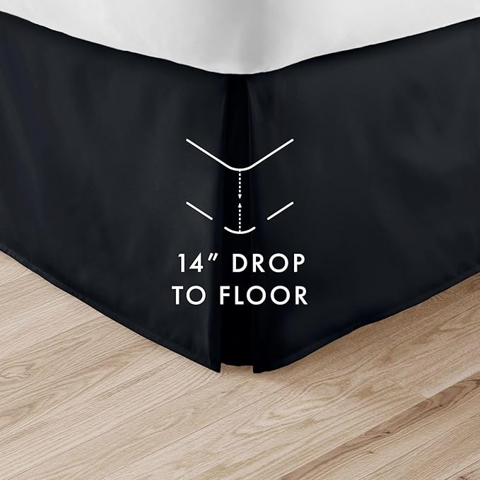 Linen Market Bed Skirt - Ultra Soft Microfiber - Easy Fit with 14 Inch Tailored Drop - Hotel Quality, Shrinkage & Fade Resistant - Bed Cover - Full Size Bed Skirts - Bedroom Décor - (Full, Black)