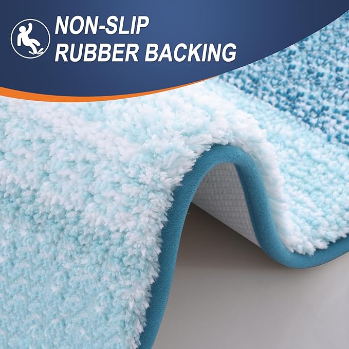 OLANLY Bathroom Runner Rugs 59x20, Extra Soft Absorbent Microfiber Bath Rugs, Rubber Backing, Quick Dry, Washable Bath Mats for Bathroom Floor, Tub and Shower, Home Decor Accessories, Peacock Blue