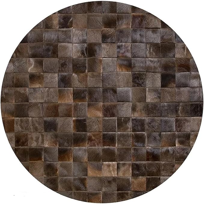 Round Area Rug – Soft Modern Carpet for Living Room, Bedroom, Entryway – Non-Slip Durable Floor Mat for Home Décor (Brown_7X7)