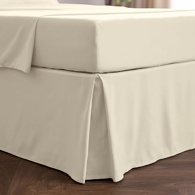 Mellanni Bed Skirt Queen Size - Bed Skirting - 15" Tailored Pleated Dust Ruffle - Hotel Luxury Bedding - Wrinkle, Fade, Stain Resistant - 1 Bedskirt (Queen, Golden Ivory)