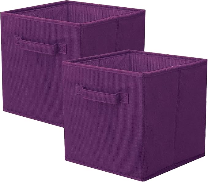 ShellKingdom Storage Bins, Foldable Fabric Storage Cubes And Cloth Storage Organizer Drawer For Closet And Toys Storage, 2 Pack (Purple)
