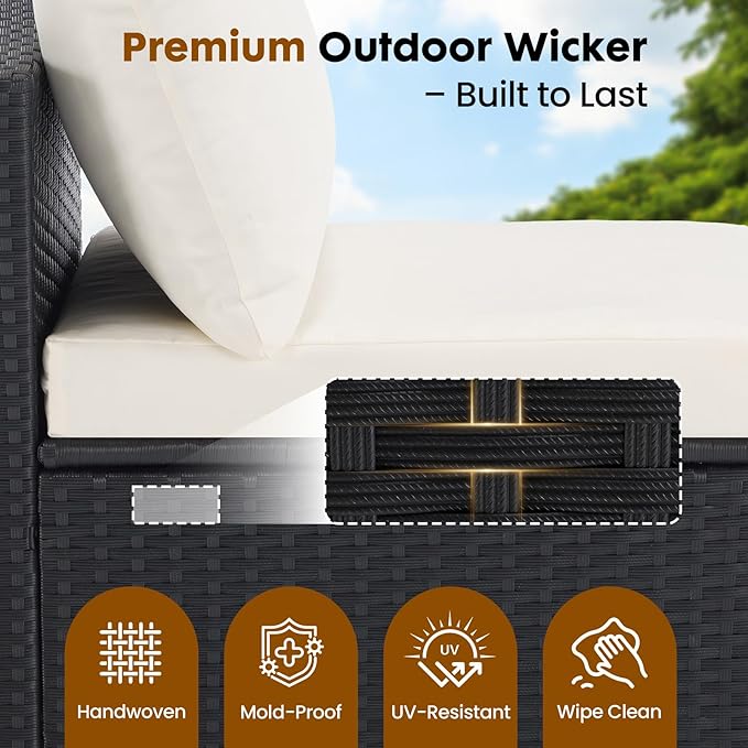DUMOS 7 Piece Outdoor Patio Sectional Sofa, Modular Wicker Furniture Set