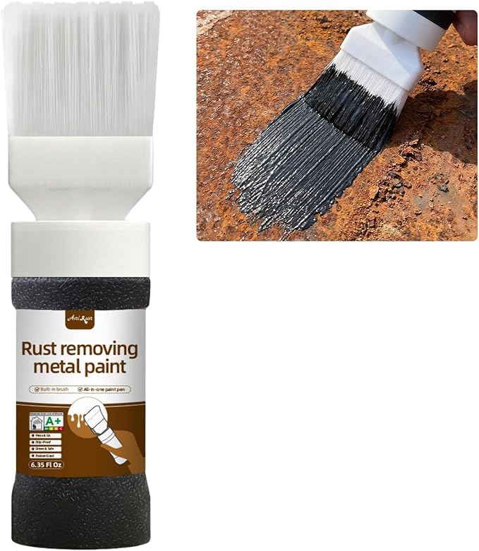 Black 2-in-1 Rust Converter & Touch Up Paint, 6.35 Fl oz, Rust Inhibitor &