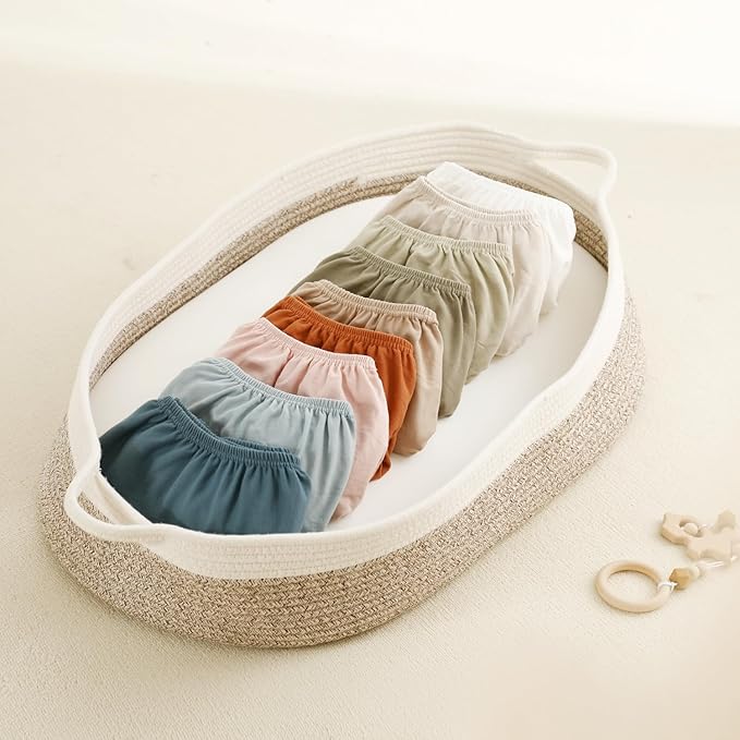 GRSSDER Stretchy Ultra Soft Fitted Bassinet Sheet 2 Pack, Universal Fit for Bassinets Baby Cradle Moses Basket Oval Rectangle Mattress Safe and Snug, Jersey Bassinet Sheets for Girls, White/Sage