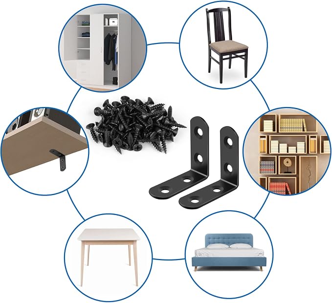 16 Pcs L Bracket Stainless Steel Corner Brace Sets, 90 Degree Right Angle