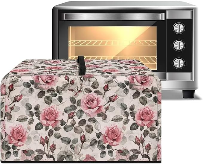 Microwave Dust Cover, Rose Heat-Resistant Waterproof Polyester Fabric Microwave Oven Dust Cover Case Dustproof Protections Protector for Microwaves Ovens