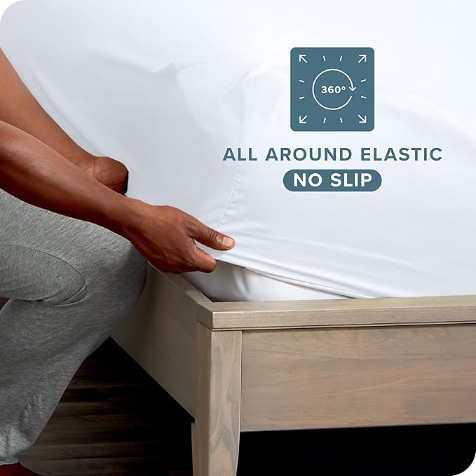 Bare Home 2-Pack Fitted Bottom Sheets Split King - Premium 1800 Ultra-Soft Microfiber - Deep Pocket - 4 Twin XL Fitted Sheets (Split King, White)