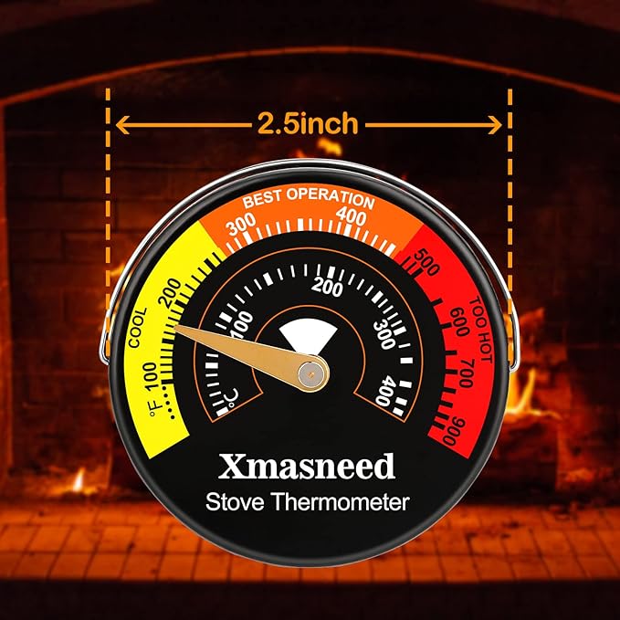 Wood Stove Thermometer Magnetic, Stove Top Thermometer for Wood Burning Stoves, Gas Stoves, Pellet Stove