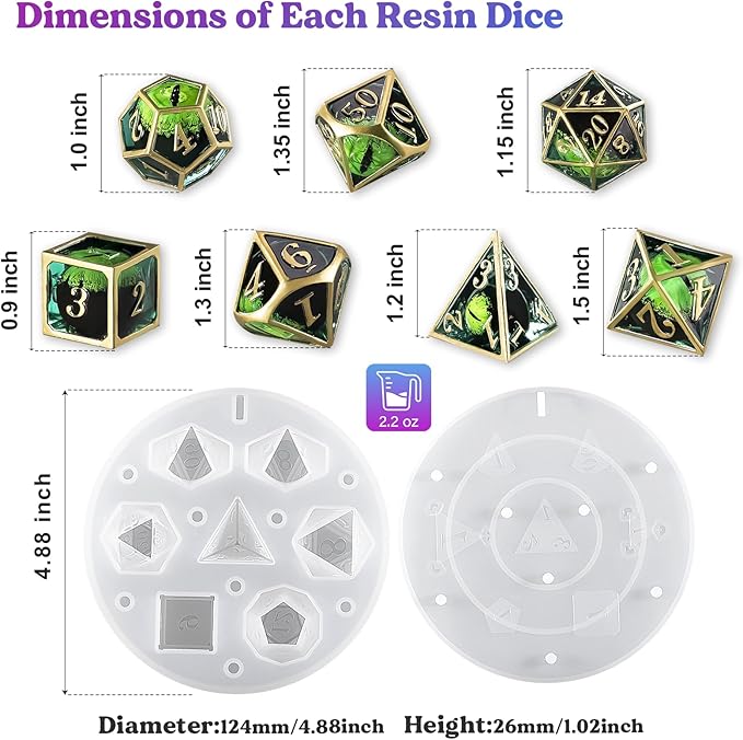 LET'S RESIN Upgraded Large DND Silicone Molds for Resin with 7 Cavities