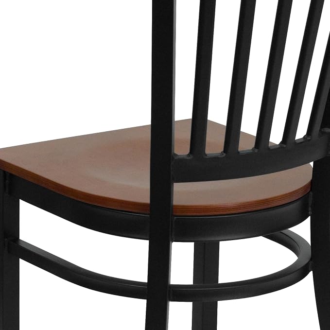 Flash Furniture HERCULES Series Black Vertical Back Metal Restaurant Chair