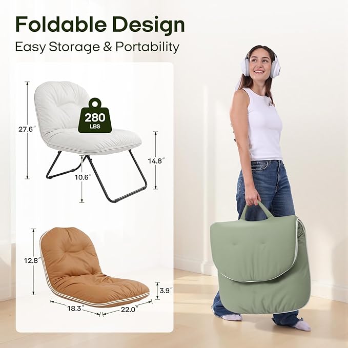 ZonLi Floor Chair for Adults, Adjustable Folding Meditation Chair with Back Support, Cozy Lazy Floor Sofa Chair for Reading Gaming Relaxing, Japandi Lounge Seat for Bedroom Dorm Living Room,Green
