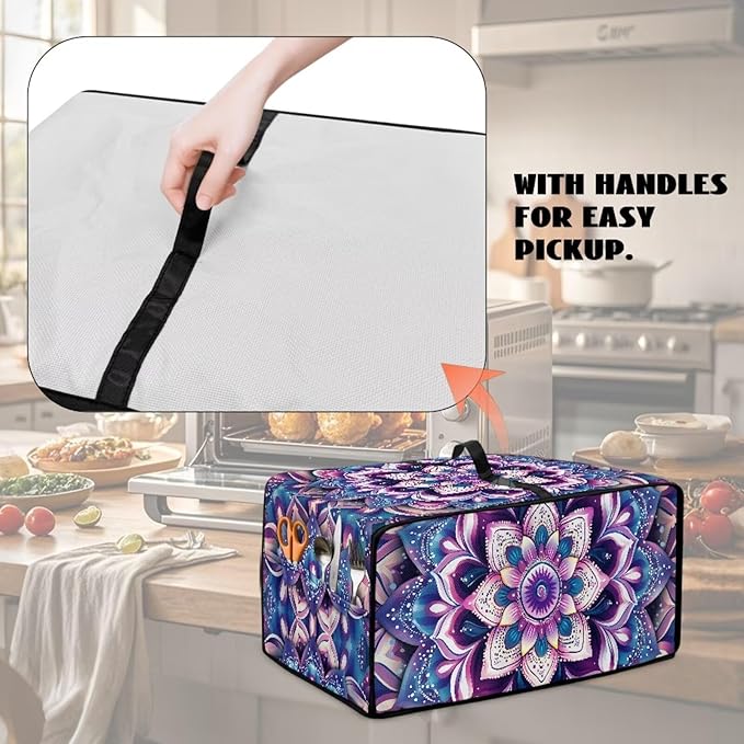 Countertop Convection Oven Cover Dust Protection Air Fryer Toaster Oven Covers with Side Pockets, for Home Kitchen Decor, S, 14.5 x 18.5 x 9 Inches, Violet Boho Floral