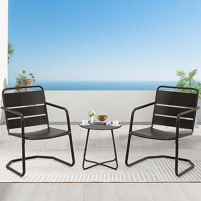 MELLCOM 3 Piece Patio Set, Small Patio Furniture Set