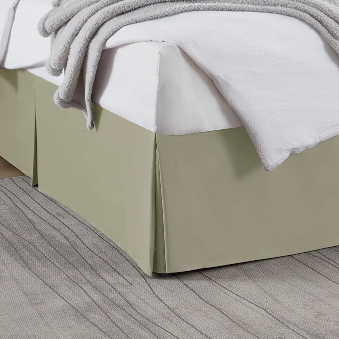 Nestl Green Twin XL Bed Skirt - Twin XL Size Bed Skirt 14 Inch Drop - Brushed Microfiber Bed Skirts - Hotel Quality Pleated Bed Skirt - Shrinkage & Fade Resistant