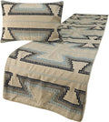The HomeCentric King Queen Twin Blue & Ivory Decorative Queen 74"x18" Bed Runner Without Pillow Cover, Embroidered Bed Scarf on Cotton Fabric - Aztec Armour