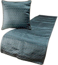 The HomeCentric King Queen Twin Blue Luxury Full 68"x18" Bed Runner with Pillow Cover, Hexagon Pattern Bed Scarf on Jacquard Fabric - Hexagon Lagoon