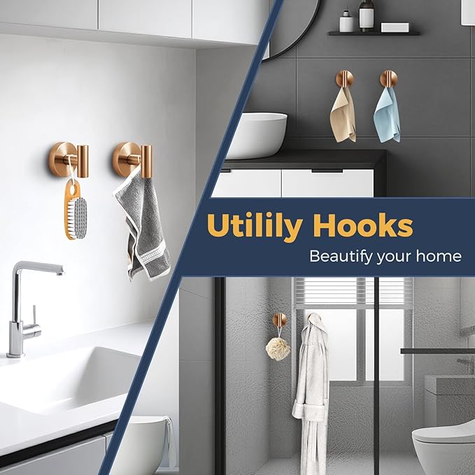 Heavy Duty Suction Cup Hooks for Glass Window,Tile,Mirror,Removable Shower Hooks for Inside Shower,Metal Towel Hooks for Bathroom,4 Pack(Bronze)
