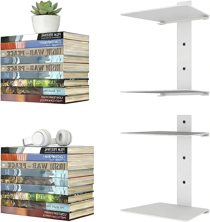 Invisible Floating Bookshelves 4 Tier, Heavy Duty Metal Book Organizer