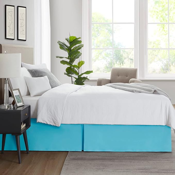 Nestl Beach Blue Full XL Bed Skirt - Full XL Size Bed Skirt 14 Inch Drop - Brushed Microfiber Bed Skirts - Hotel Quality Pleated Bed Skirt - Shrinkage & Fade Resistant