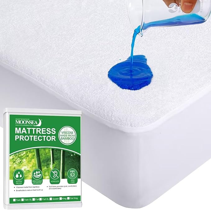Cot Size Mattress Protector Waterproof,Smooth Top Mattress Protector for Kids,Breathable Skin Friendly and Noiseless Fitted Sheet,Viscose Terry Mattress Cover