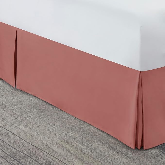 Nestl Pink Clay Bed Skirt Cal King Size - Cal King Bed Skirt 14 Inch Drop - Brushed Microfiber Bed Skirts - Hotel Quality Pleated Bed Skirt - Shrinkage & Fade Resistant