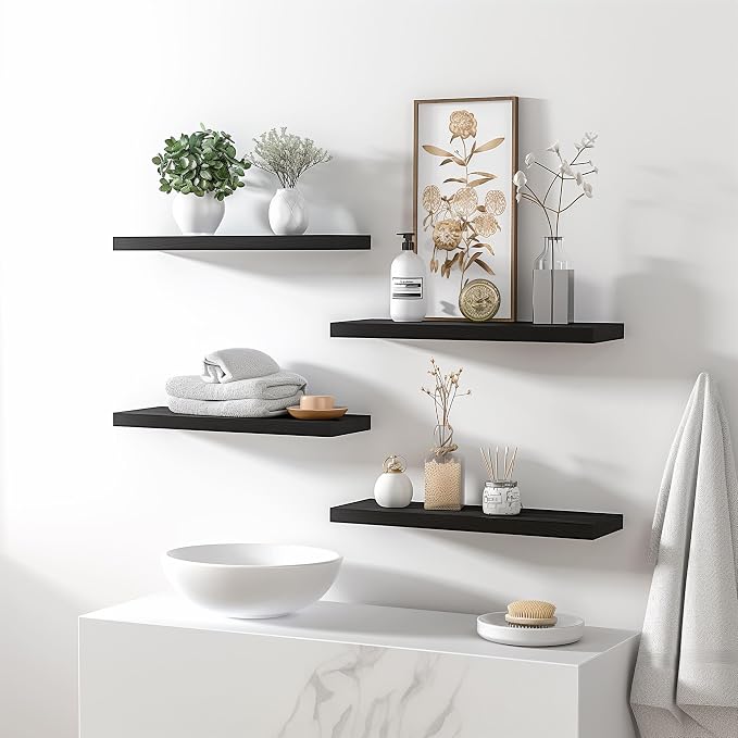 YYWUOJJ Wood Floating Shelves for Wall Decor, Rustic Wall Shelves for Bedroom