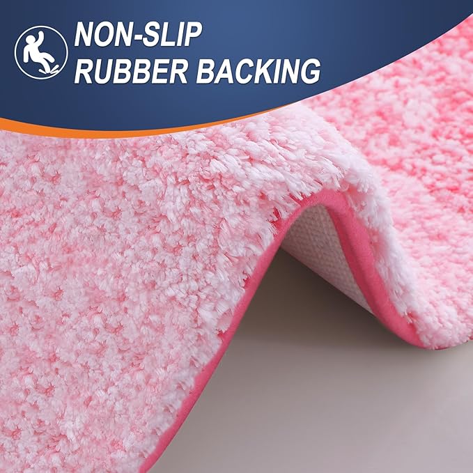 OLANLY Bathroom Runner Rugs 59x17, Extra Soft Absorbent Microfiber Bath Rugs, Rubber Backing, Quick Dry, Machine Washable Bath Mats for Bathroom Floor, Tub and Shower, Home Decor Accessories, Pink