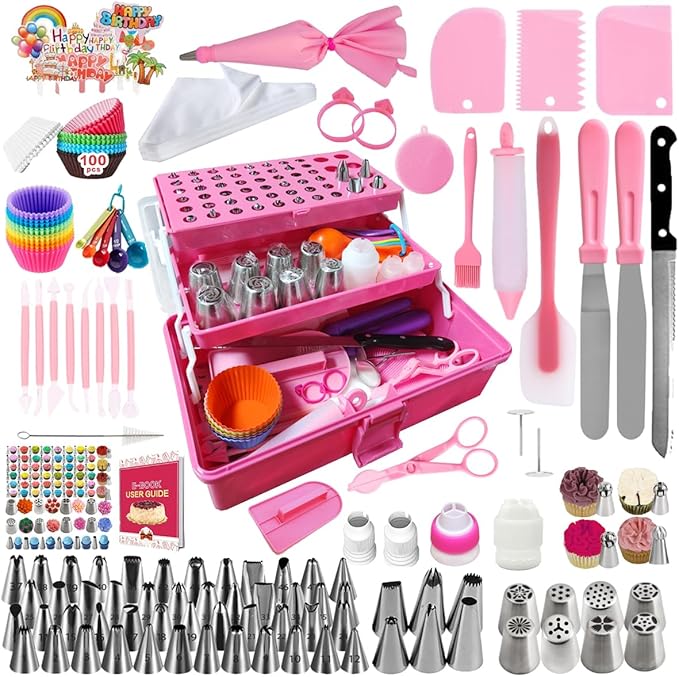ARNISION 359PCs Cake Decorating Baking Supplies Kit, Baking Set with 66 Piping Tips, Icing Bags and Tips Set for Beginners,Baking Tools,Cupcake Decorating Kit