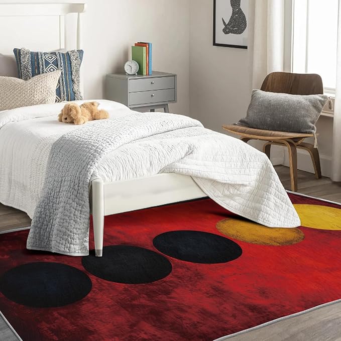 Geometric Rug, 2x3 Rug, Red Gradient Rugs for Entryway, Modern Small Area Rug, Washable Rug Non Slip Soft Indoor Carpet, Kids and Pets Friendly, Geometric Home & Room Decor