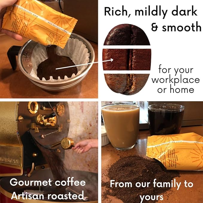 Sarasota Coffee Ground Packets | Gourmet Flavored Medium Roast Bulk Coffee Packs | Pumpkin Spice | Low Acid Mold Free Singles Individual Pouches for 12 Cups Maker | 2 Ounce Bags, 36 Count