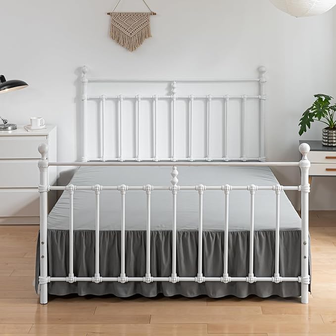 Bed Skirt Twin Size Ruffled Bed Skirts with Split Corners, 12 Inch Drop Dust Ruffle Bed Skirt with Platform,Gray