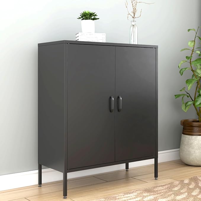 Bevivog Metal Locker Storage Cabinet, Home Office Metal Storage Cabinet Small