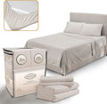 Full Size Bed Sheets Cooling - Luxury Hotel Sheet Set - Soft Sheets with Elastic Corner Straps - Deep Pocket Microfiber Bedsheets - Bedding Sheet & Pillowcases - 4 PC (Full Size, Beige)