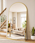 Suidia Full Length Mirror, 76"x34" Floor Standing Mirror Freestanding, Full Body Mirrors with Stand for Bedroom, Hanging Mounted for Living Room Cloakroom, Gold, Arched Style