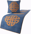 The HomeCentric Blue Bed Runner, Twin Size 53"x18" Decorative Bed Runner with Matching Pillow Cover, Blue Cotton Bed Scarf in Quilted, Beehive Denim with Applique - Denim Love