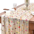 Joanlody 3pcs Champagne Embroidery Daisy Spring Summer Table Runner 10ft Florals Seasonal Easter Tulle Table Runner Holiday Kitchen Dining Table Decoration for Home Party Indoor
