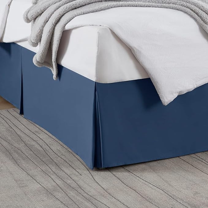 Nestl Navy Blue Twin XL Bed Skirt - Twin XL Size Bed Skirt 14 Inch Drop - Brushed Microfiber Bed Skirts - Hotel Quality Pleated Bed Skirt - Shrinkage & Fade Resistant