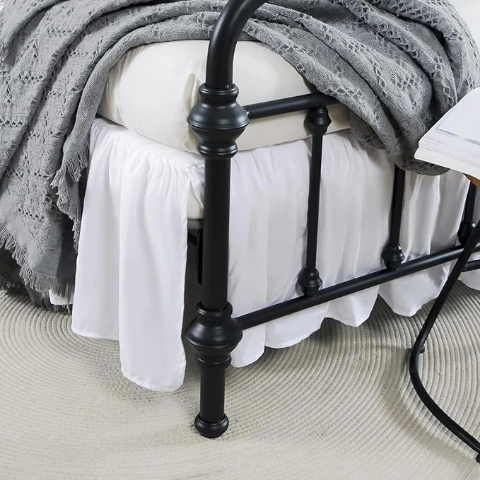 Bed Skirt Full Size Ruffled Bed Skirts with Split Corners, 15 Inch Drop Dust Ruffle Bed Skirt with Platform, White