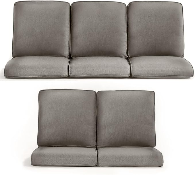 Outdoor Chair Cushions 5 Packs - Outside 22x24 High Back Water-Resistant Cushion with Zipper Cover for Outdoor Glider Rocking Chairs Loveseat 3-seat Couch Sofa – Grey/Regular