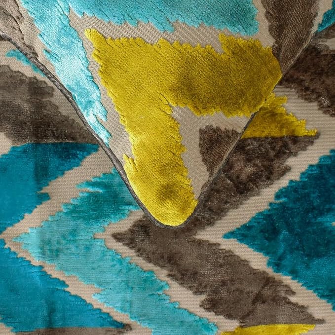 The HomeCentric King/Queen/Twin Blue Decorative Full 68"x18" Bed Runner with One Pillow Cover, Velvet, Peacock Colors & Ombre Bed Scarf on Velvet Fabric - Plume Palatte