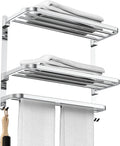 CAXIMSY 22.8Inch Towel Rack for Bathroom and Lavatory Towel Hanger with Wall Mount Towel Bars 304 Stainless Steel No Drill (Collapsible Towel Rack)