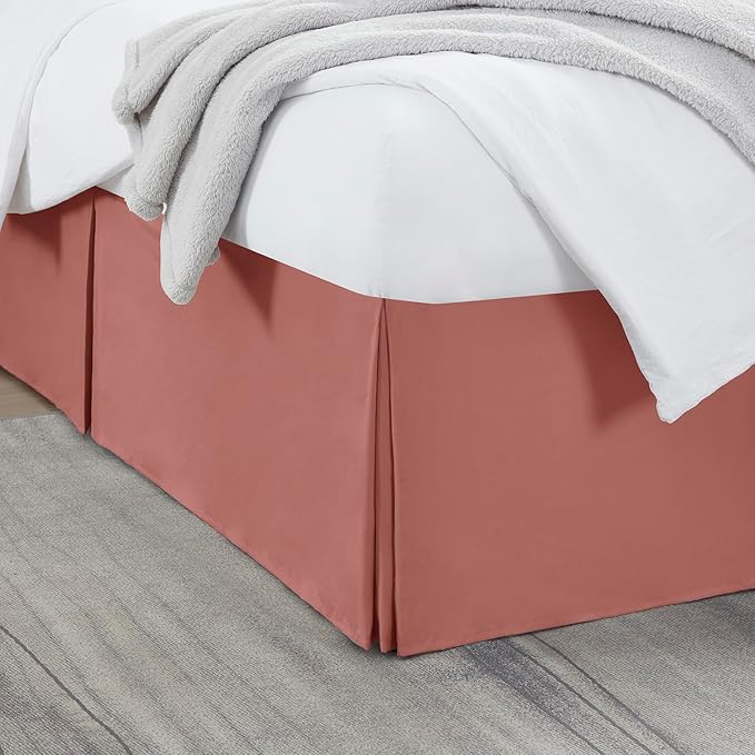 Nestl Pink Clay Bed Skirt Cal King Size - Cal King Bed Skirt 14 Inch Drop - Brushed Microfiber Bed Skirts - Hotel Quality Pleated Bed Skirt - Shrinkage & Fade Resistant